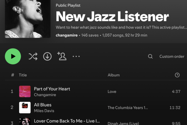 NJL member, Leon Pereira, has challenged himself to listen to our entire 1000+ song playlist in chronological order! As of September 22, 2024 he was at song #203, “You’ve Changed” by Marvin Gaye.